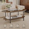 Modern Industrial Tier Center Table - Open Storage Wooden Tea Table, Vintage Farmhouse Console Cocktail Table for Living Room,brown - 3 of 4