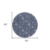 Denim Blue And Navy Blue Floral Washable Indoor Outdoor Area Rug - 3 of 4
