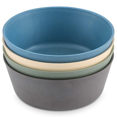 WeeSprout Bamboo Kids Bowls, Set of Four Kid-Sized Dinnerware, Cereal, Leftovers & Snack Bowl