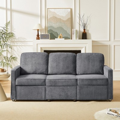 TiramisuBest Retractable 3 Seater Sofa, Easy To Assemble, Suitable For Living Rooms, Apartments And Flexible Sofas For Small Spaces,Olive Green