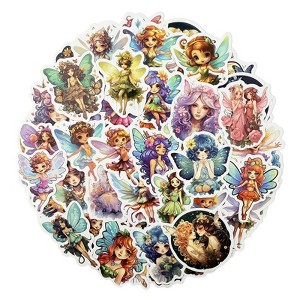 Wrapables Waterproof Vinyl Stickers for Water Bottles, Laptop, Phones, Skateboards, Decals for Teens, 100pcs, Fairies - 1 of 4