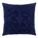 Euro Ashton Collection 100% Cotton Tufted Unique Luxurious Medallion Design Pillow Shams Navy - Better Trends