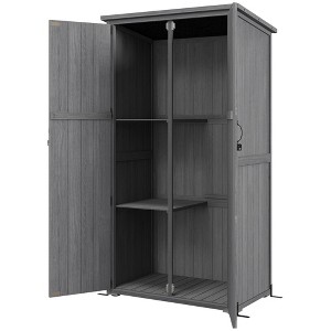 Wooden Outdoor Storage Cabinet Garden Shed with Waterproof Asphalt Roof and Lockable Doors - 1 of 4