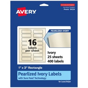 Avery Pearlized Ivory Rectangle Labels with Sure Feed Technology, Print-to-the-Edge, 1" x 3" - 1 of 4