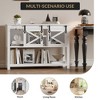 White Rustic Console Table with Sliding Barn Doors – 46" Narrow Farmhouse Wood Table, Entryway/Sofa Table with Storage Shelves for Living Room - 2 of 4