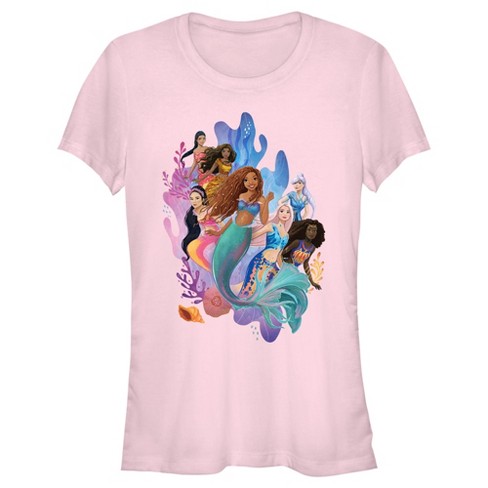 Juniors Womens The Little Mermaid Group of Mermaids T-Shirt - Light Pink -  2X Large