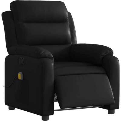 vidaXL Black Faux Leather Massage Recliner Chair - Manual Reclining Lounge Armchair With Vibration Massage, Side Pocket, And Sturdy Frame