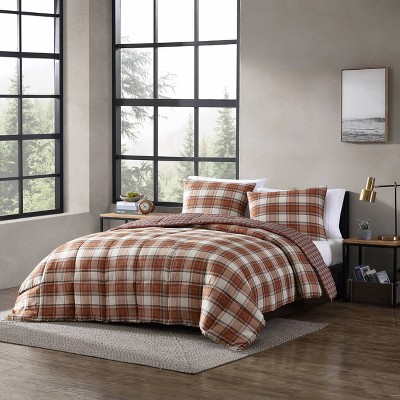 Full Red Plaid Reversible Down Alternative Comforter Set