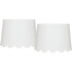 Springcrest Set of 2 Scallop Empire Lamp Shades Medium 13" Top x 15" Bottom x 11" High Spider Replacement Harp and Finial Fitting - 1 of 4