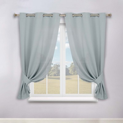 Classic Modern Solid Room Darkening Semi-Blackout Curtains, Grommets, Set of 2 by Blue Nile Mills
