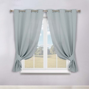 Classic Modern Solid Room Darkening Semi-Blackout Curtains, Grommets, Set of 2 by Blue Nile Mills - 1 of 4