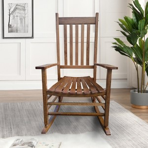 VYNXARIA Elegant Brown Wooden Porch Rocker Chair for Relaxation - Classic Design,Comfortable Seating£¬without mat - 1 of 4