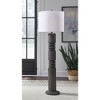 Signature Design by Ashley Fainwell Poly Floor Lamp, Distressed Black Finish, Carved Contemporary Base, Drum Fabric Shade, 64.5-Inch Tall - 2 of 4