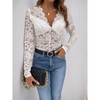 Womens Bodysuit Sexy Deep V Neck Long Sleeve Slim Fit Lace Solid Color Bodysuit Mesh Going Out Trendy Tops - 2 of 4