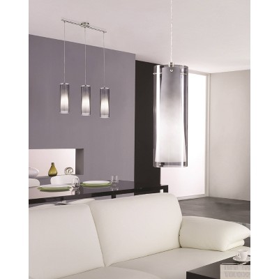 Pinto Nero Matte Nickel Mini Pendant with Dual Glass Shade
