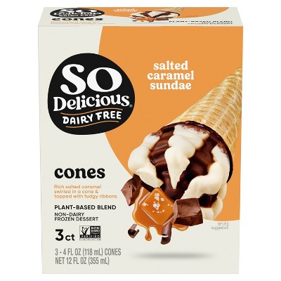 So Delicious Wondermilk Cones Chocolate Salted Caramel Frozen Dessert - 12 fl oz/3ct