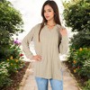 Anna-Kaci Women's Ribbed V-Neck Pullover Top with Collar and Side Slits for Casual Styles - 4 of 4