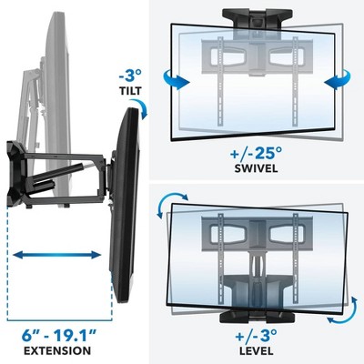 Black Motorized Full-Motion Fireplace TV Wall Mount Bracket