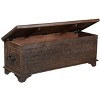HomeRoots 52" Brown Solid Wood Geometric Storage Ottoman - 4 of 4