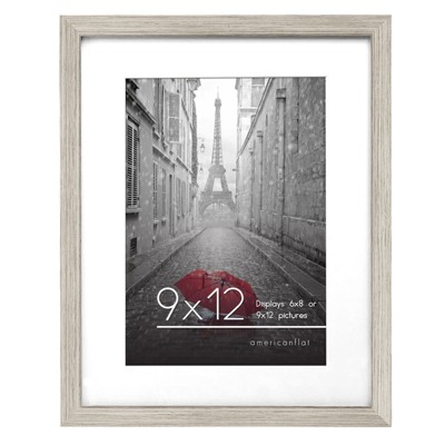 Americanflat 9x12 Picture Frame in Driftwood - Displays 6x8 With Mat and 9x12 Without Mat - Composite Wood with Shatter Resistant Glass
