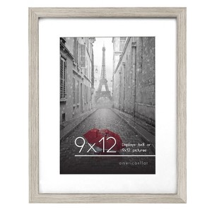 Americanflat 9x12 Picture Frame in Driftwood - Displays 6x8 With Mat and 9x12 Without Mat - Composite Wood with Shatter Resistant Glass - 1 of 4