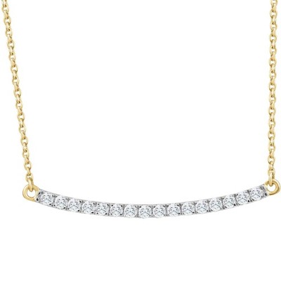 Pompeii3 1/3Ct Diamond Bar Pendant 10k Yellow Gold Necklace Lab Created 1 1/3"