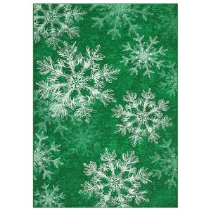 Washable Christmas Area Rug for Living Room, Winter Holiday Decorative Xmas Bedroom Rugs, Low Pile Non Slip Snowflake Rugs for Dining Room - 1 of 4