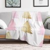 FIONECA Christmas Large Pink And Gold Pine Tree Pattern Soft Flannel Blanket Holiday Warm Cozy Decorative Throw Blanket 30x40 inches - 3 of 4