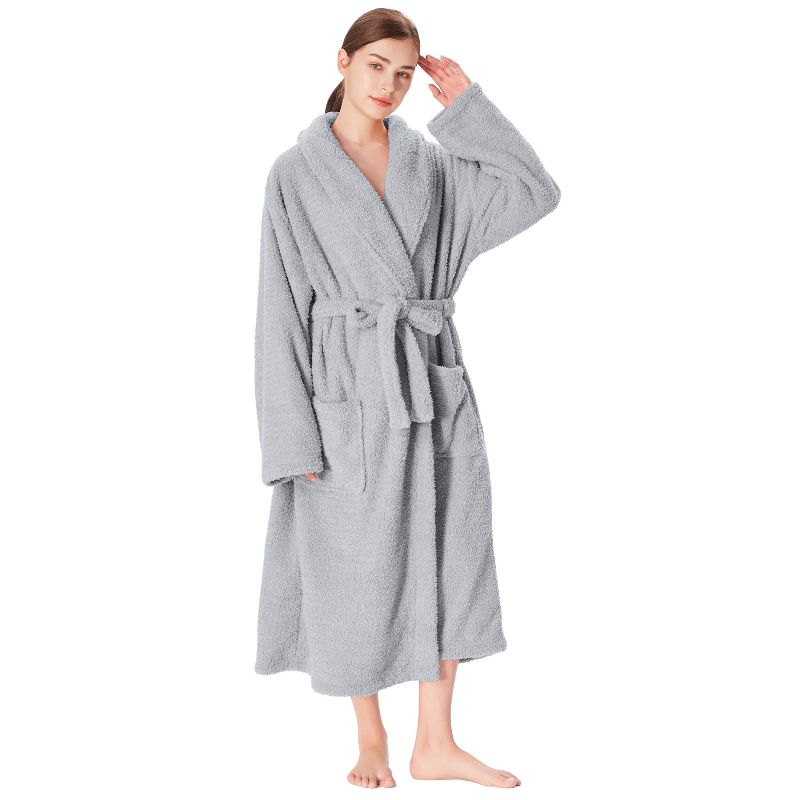 Catalonia Womens Plush Long Robe, Warm Comfy Fluffy Bathrobe, Gift for Her, 3 of 8