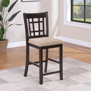 Counter Height Stools with Lattice Back, Padded Seat, and Sturdy Frame, Ideal for Kitchens and Dining Areas (Set of 2) - 1 of 4
