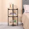 KTMBDW Oval Side Table with Woven Storage Basket,  3-Tier Metal Side Small Bedside Table Nightstand with Removable Tray for Living Room, Bedroom - 3 of 4