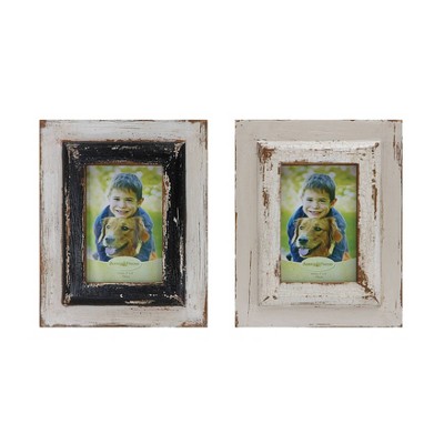 8" x 10" (Set of 2) Designs Distressed Wood Photo Frames Black/White - 3R Studios