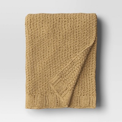 Chenille Knit Throw Wheat - Threshold™