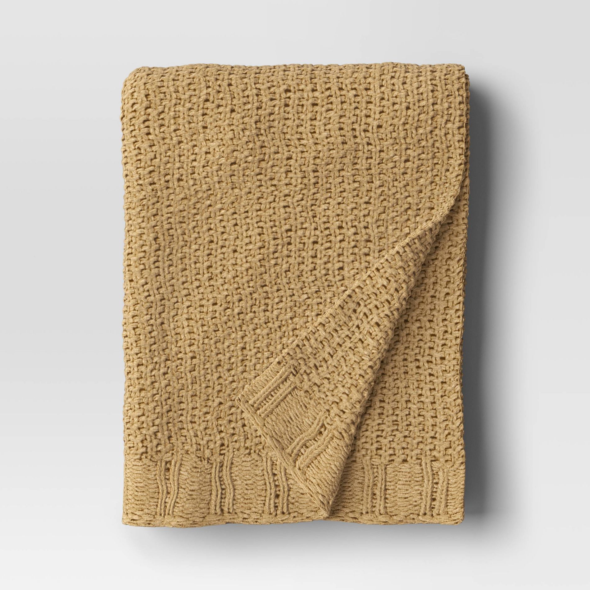 Chenille Knit Throw Blanket Wheat - Threshold™