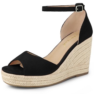 Allegra K Women's Ankle Strap Wedge Heel Open Toe Sandals - 1 of 4