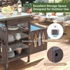 SUGIFT 40.5" Outdoor Grill Prep Cart with Drop Leaf | Fir Wood BBQ Island with Stainless Steel Tabletop, Drawer, Storage Cabinet & Locking Wheels - 2 of 4