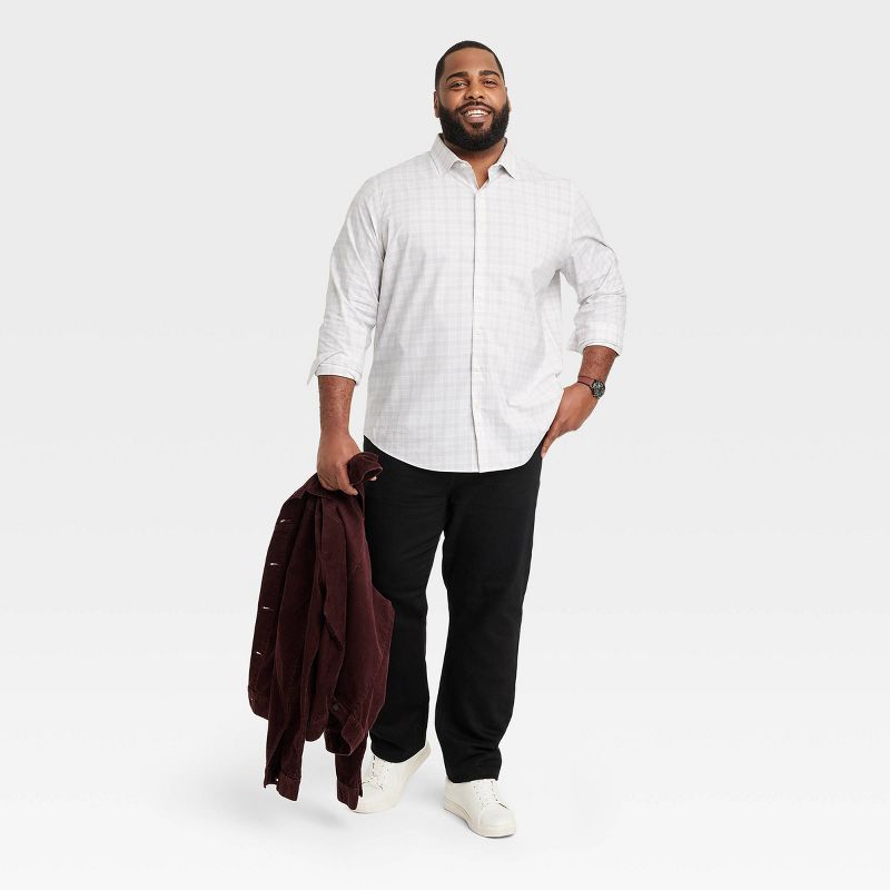Men's Big & Tall Long Sleeve Checked Button-Down Shirt - Goodfellow & Co™ Gray, 4 of 5