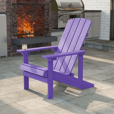 Sonkuki Outdoor Faux Wood Adirondack Chair, Patio Chair with High Back and Wide Seat
