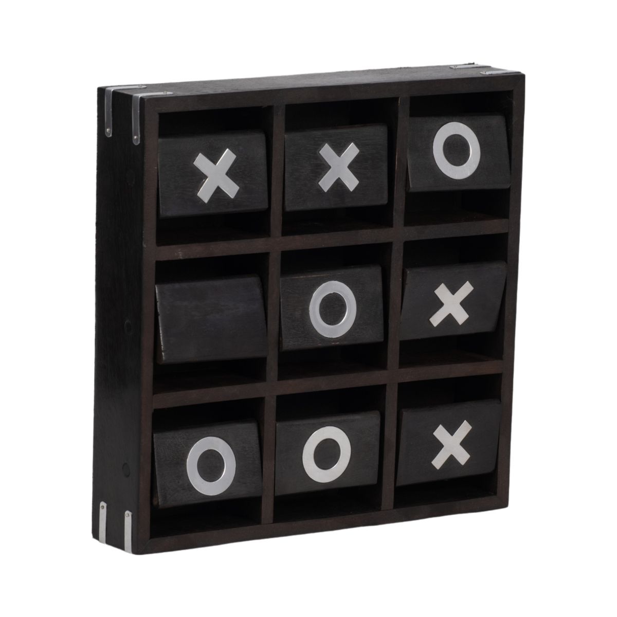 Revolving Wooden Tic Tac Toe Decorative Game - Stylish and Fun Coffee Table Game for Office, Room, and Home Decor Accent - thumbnail 9