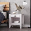 GlasFlength Nightstands Nightstand Modern Bedside Table with Storage Drawer and Open Wood Shelf for Room Modern, White, 21"*19.2"*24" - 4 of 4