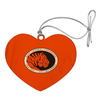 East Central University Primary Logo Heart Love Wood Christmas Tree Holiday Ornament