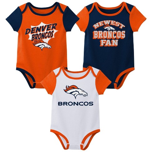 NFL Denver Broncos Infant Boys' AOP 3pk Bodysuit - 0-3M