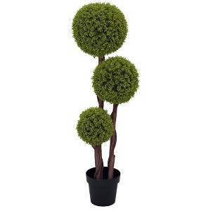 HOMCOM Artificial Plant for Home Decor Indoor & Outdoor Fake Plant Artificial Tree in Pot, Ball Boxwood Topiary Tree - 1 of 4