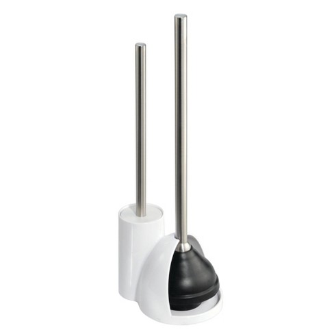 iDESIGN Una Slim Toilet Bowl Brush And Holder Set White