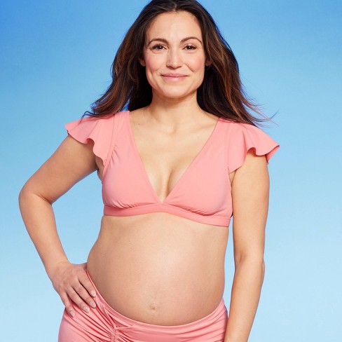 Flounce Sleeve Bikini Maternity Swimsuit Top - Isabel Maternity By Ingrid &  Isabel™ Pink L : Target