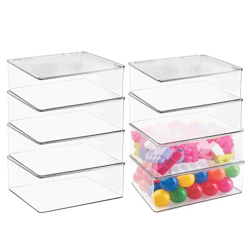 YOUEON Set of 4 Stackable Storage Bins Open Front, Storage Containers for  Organizing Food Snacks Toys Toiletries, Plastic Organizer Bins Multiuse for