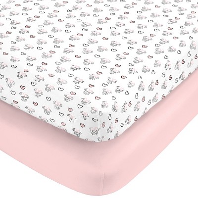 Disney Minnie Mouse Hearts Girl Standard 2-Pack Fitted Crib Mattress Sheets