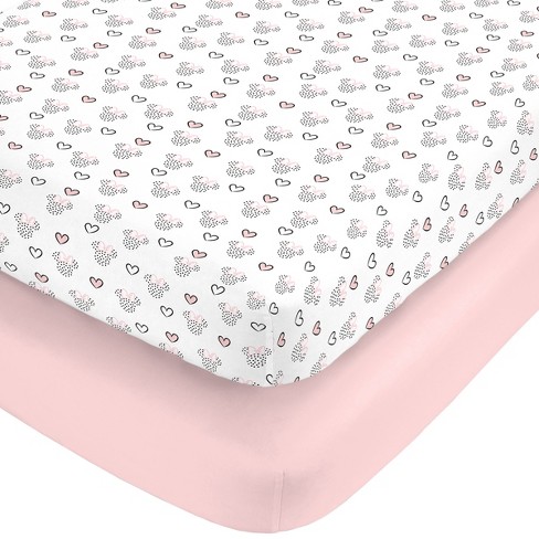 Disney Minnie Mouse Hearts Girl Standard 2-Pack Fitted Crib Mattress Sheets - image 1 of 4