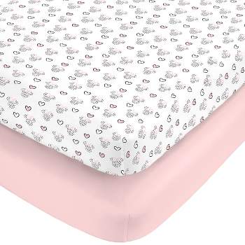 Disney Minnie Mouse Hearts Girl Standard 2-Pack Fitted Crib Mattress Sheets