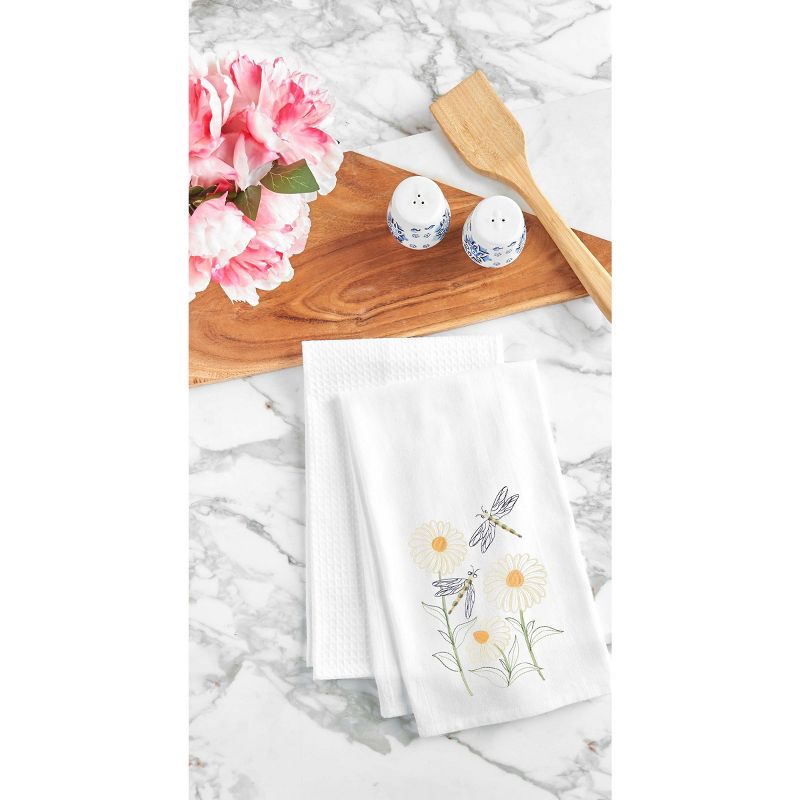 C&F Home Dragonflies & Daisies Embroidered Cotton Flour Sack Kitchen Towel, 2 of 5
